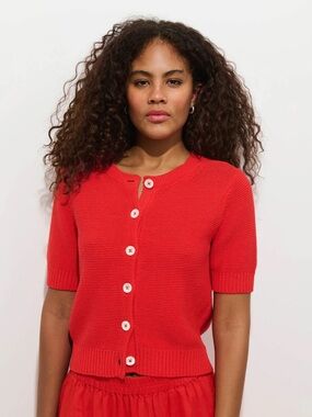 Alex Mill Elle Cardigan Linen Cotton Tomato - Size Small